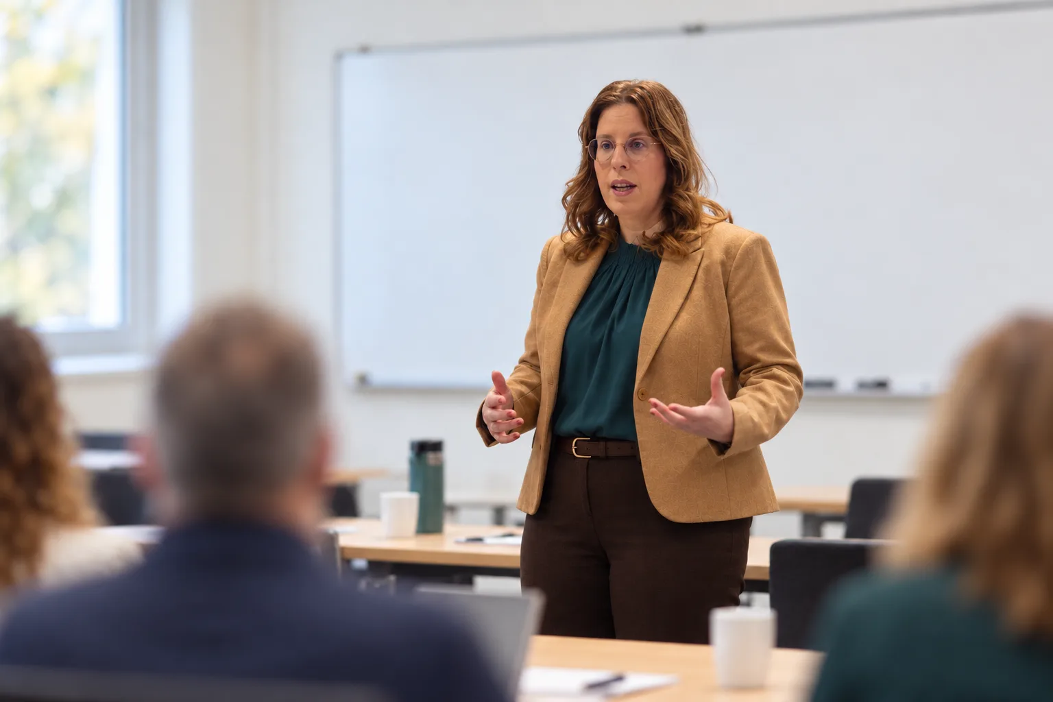 Judith Pleysier, projectmanagement expert, geeft een masterclass opdrachtgeverschap aan een groep deelnemers